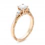 14k Rose Gold Hand Engraved Diamond Engagement Ring - Three-Quarter View -  101401 - Thumbnail
