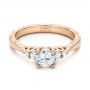 14k Rose Gold Hand Engraved Diamond Engagement Ring - Flat View -  101401 - Thumbnail