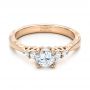 18k Rose Gold 18k Rose Gold Hand Engraved Diamond Engagement Ring - Flat View -  101401 - Thumbnail