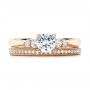 14k Rose Gold Hand Engraved Diamond Engagement Ring - Top View -  101401 - Thumbnail