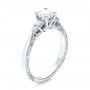 14k White Gold Hand Engraved Diamond Engagement Ring