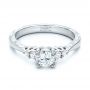 14k White Gold 14k White Gold Hand Engraved Diamond Engagement Ring - Flat View -  101401 - Thumbnail