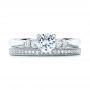 18k White Gold 18k White Gold Hand Engraved Diamond Engagement Ring - Top View -  101401 - Thumbnail