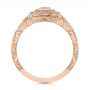 14k Rose Gold 14k Rose Gold Hand Engraved Ruby And Diamond Halo Engagement Ring - Front View -  105770 - Thumbnail