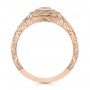 14k Rose Gold 14k Rose Gold Hand Engraved Ruby And Diamond Halo Engagement Ring - Front View -  105770 - Thumbnail