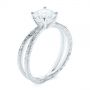  Platinum Platinum Hand Engraved Solitaire Moissanite Engagement Ring - Three-Quarter View -  105107 - Thumbnail