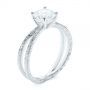 14k White Gold 14k White Gold Hand Engraved Solitaire Moissanite Engagement Ring - Three-Quarter View -  105107 - Thumbnail