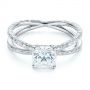  Platinum Platinum Hand Engraved Solitaire Moissanite Engagement Ring - Flat View -  105107 - Thumbnail