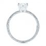 14k White Gold 14k White Gold Hand Engraved Solitaire Moissanite Engagement Ring - Front View -  105107 - Thumbnail