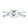 18k White Gold 18k White Gold Hand Engraved Solitaire Moissanite Engagement Ring - Top View -  105107 - Thumbnail