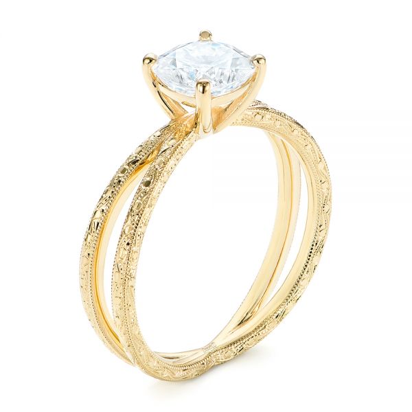Hand Engraved Solitaire Moissanite Engagement Ring - reference design