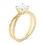 14k Yellow Gold Hand Engraved Solitaire Moissanite Engagement Ring - Three-Quarter View -  105107 - Thumbnail