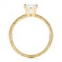 14k Yellow Gold Hand Engraved Solitaire Moissanite Engagement Ring - Front View -  105107 - Thumbnail