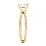 14k Yellow Gold Hand Engraved Solitaire Moissanite Engagement Ring - Side View -  105107 - Thumbnail