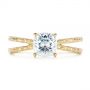 14k Yellow Gold Hand Engraved Solitaire Moissanite Engagement Ring - Top View -  105107 - Thumbnail
