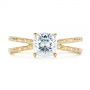 14k Yellow Gold Hand Engraved Solitaire Moissanite Engagement Ring - Top View -  105107 - Thumbnail