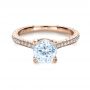 14k Rose Gold 14k Rose Gold Hand Engraved And Diamond Enagagement Ring - Flat View -  1241 - Thumbnail