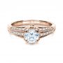 18k Rose Gold 18k Rose Gold Hand Engraved And Diamond Enagagement Ring - Flat View -  1264 - Thumbnail