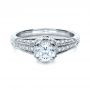  Platinum Platinum Hand Engraved And Diamond Enagagement Ring - Flat View -  1264 - Thumbnail