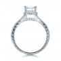 18k White Gold Hand Engraved And Diamond Enagagement Ring - Front View -  1240 - Thumbnail