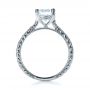 18k White Gold Hand Engraved And Diamond Enagagement Ring - Front View -  1241 - Thumbnail
