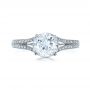 18k White Gold Hand Engraved And Diamond Enagagement Ring - Top View -  1240 - Thumbnail