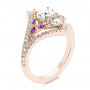 14k Rose Gold 14k Rose Gold Heart Shaped Diamond And Amethyst Engagement Ring - Three-Quarter View -  107269 - Thumbnail