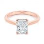 14k Rose Gold Hidden Halo Diamond Engagement Ring - Flat View -  105860 - Thumbnail