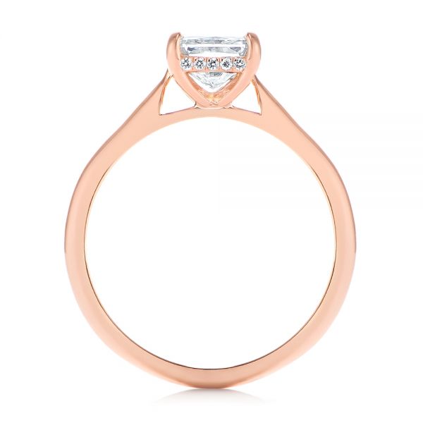 14k Rose Gold Hidden Halo Diamond Engagement Ring - Front View -  105860