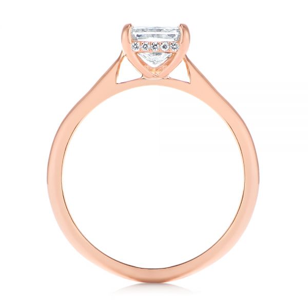 14k Rose Gold Hidden Halo Diamond Engagement Ring - Front View - 105860