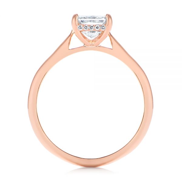 18k Rose Gold 18k Rose Gold Hidden Halo Diamond Engagement Ring - Front View -  105860