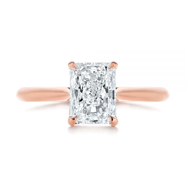 14k Rose Gold Hidden Halo Diamond Engagement Ring - Top View - 105860