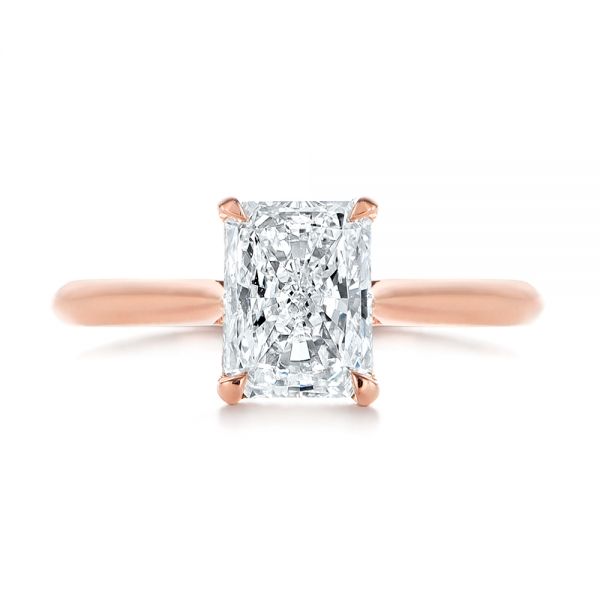 18k Rose Gold 18k Rose Gold Hidden Halo Diamond Engagement Ring - Top View -  105860