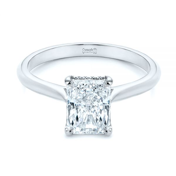 14k White Gold 14k White Gold Hidden Halo Diamond Engagement Ring - Flat View -  105860