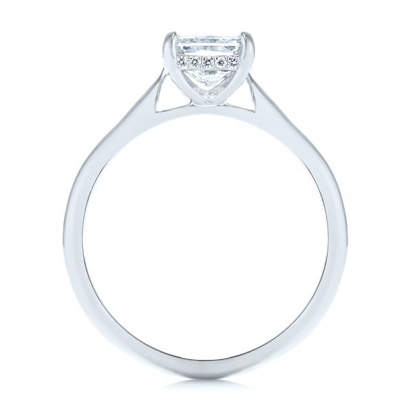14k White Gold 14k White Gold Hidden Halo Diamond Engagement Ring - Front View -  105860