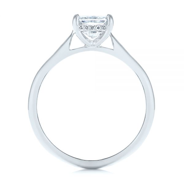 18k White Gold 18k White Gold Hidden Halo Diamond Engagement Ring - Front View -  105860