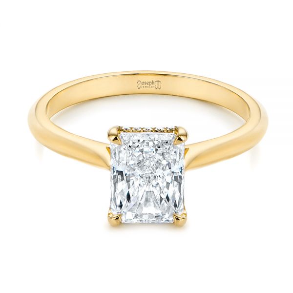 14k Yellow Gold 14k Yellow Gold Hidden Halo Diamond Engagement Ring - Flat View -  105860
