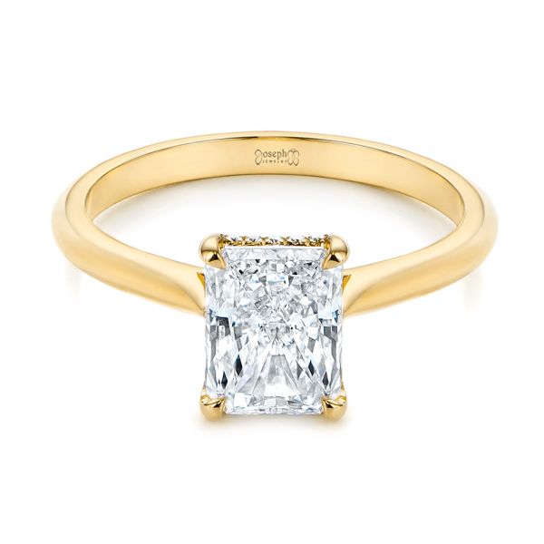 14k Yellow Gold 14k Yellow Gold Hidden Halo Diamond Engagement Ring - Flat View - 105860