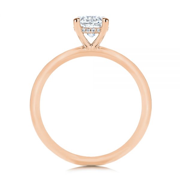 14k Rose Gold 14k Rose Gold Hidden Halo Oval Diamond Engagement Ring - Front View -  105919 - Thumbnail