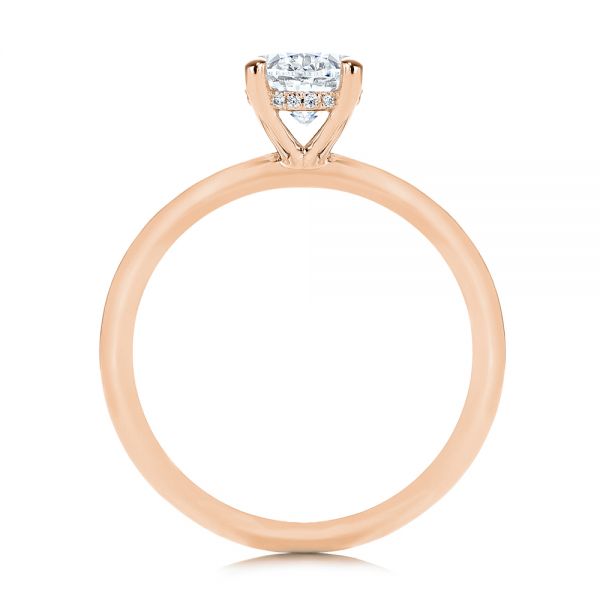 18k Rose Gold 18k Rose Gold Hidden Halo Oval Diamond Engagement Ring - Front View -  105919 - Thumbnail