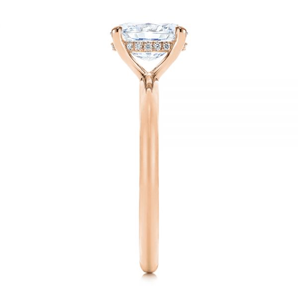 14k Rose Gold 14k Rose Gold Hidden Halo Oval Diamond Engagement Ring - Side View -  105919 - Thumbnail