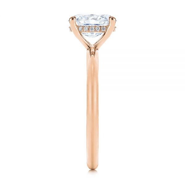 18k Rose Gold 18k Rose Gold Hidden Halo Oval Diamond Engagement Ring - Side View -  105919 - Thumbnail