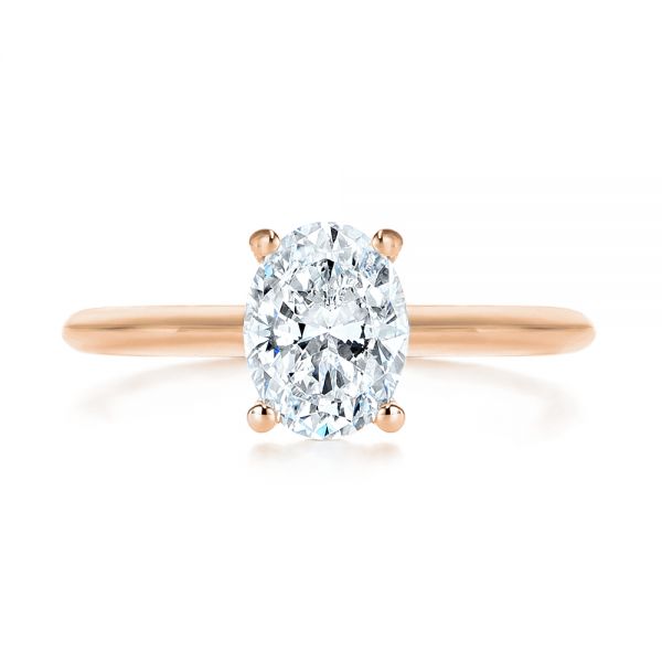 18k Rose Gold 18k Rose Gold Hidden Halo Oval Diamond Engagement Ring - Top View -  105919