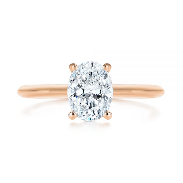 18k Rose Gold 18k Rose Gold Hidden Halo Oval Diamond Engagement Ring - Top View -  105919 - Thumbnail