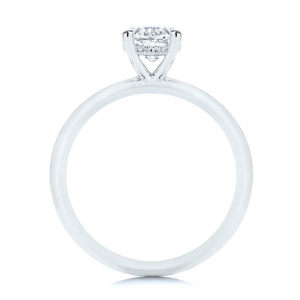 14k White Gold Hidden Halo Oval Diamond Engagement Ring - Front View - 105919