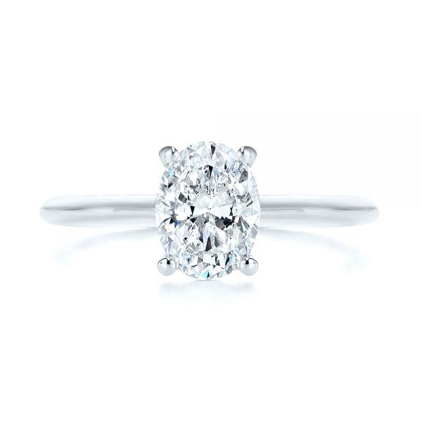 18k White Gold 18k White Gold Hidden Halo Oval Diamond Engagement Ring - Top View -  105919 - Thumbnail