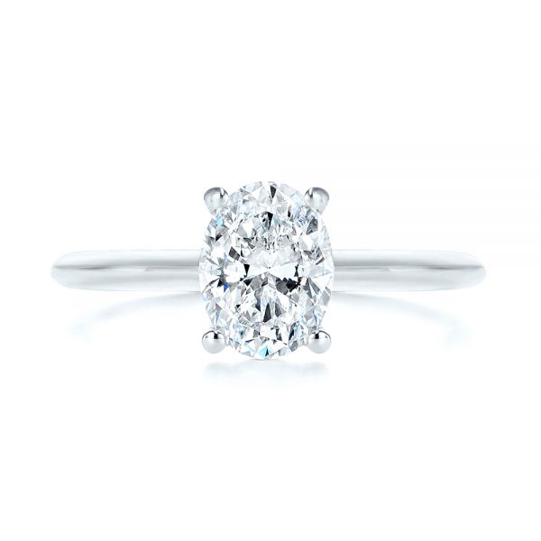  Platinum Platinum Hidden Halo Oval Diamond Engagement Ring - Top View -  105919 - Thumbnail