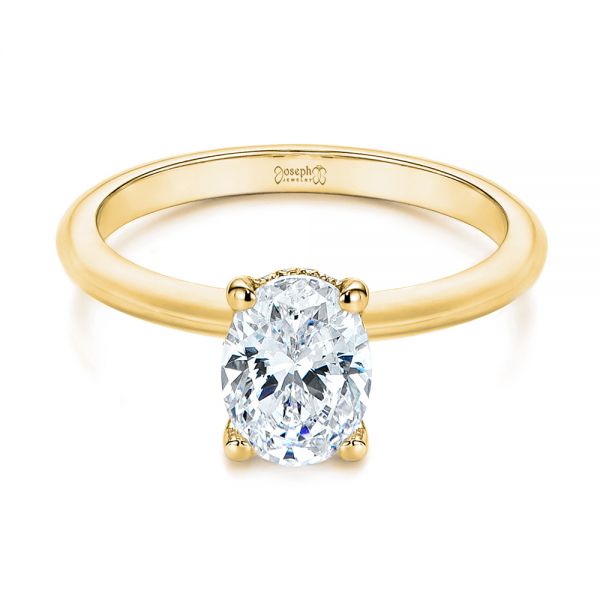 14k Yellow Gold 14k Yellow Gold Hidden Halo Oval Diamond Engagement Ring - Flat View -  105919 - Thumbnail