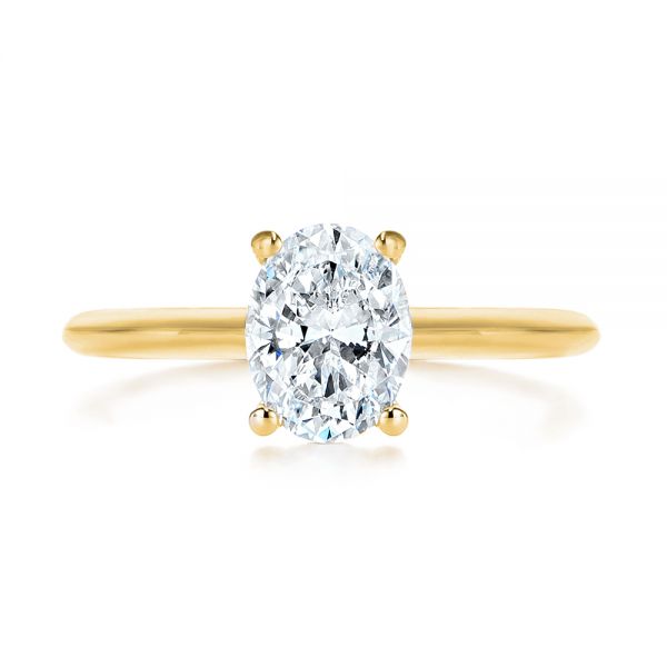 18k Yellow Gold 18k Yellow Gold Hidden Halo Oval Diamond Engagement Ring - Top View -  105919 - Thumbnail