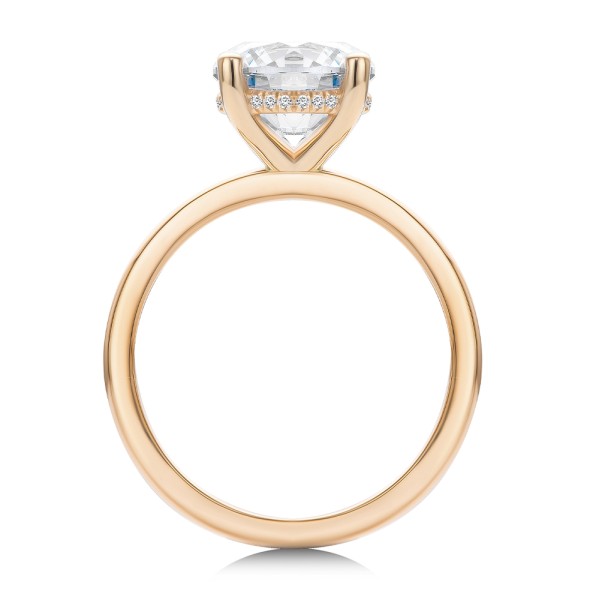 18k Rose Gold 18k Rose Gold Hidden Halo Round Diamond Engagement Ring - Front View - 107732